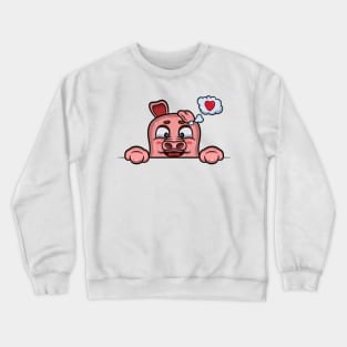 Pig Cartoon With Loving Face Expression Crewneck Sweatshirt